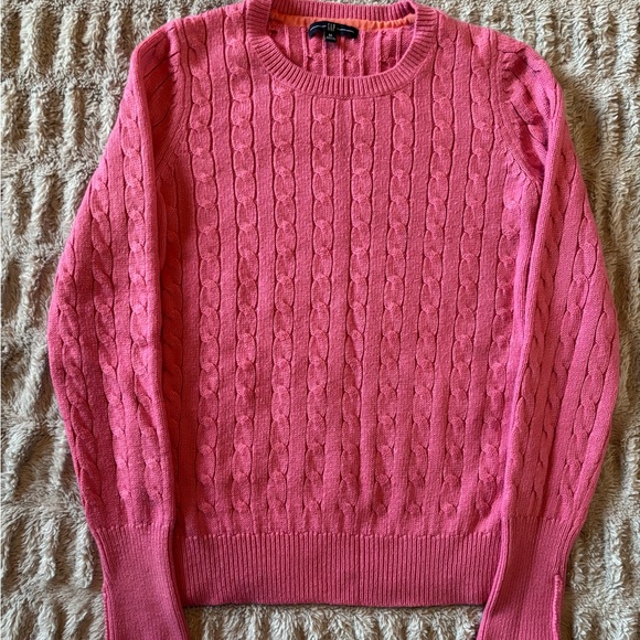 GAP Pink Cable Knit Sweater Medium Angora Blend Holiday 2008 Preppy Y2K - Picture 3 of 9